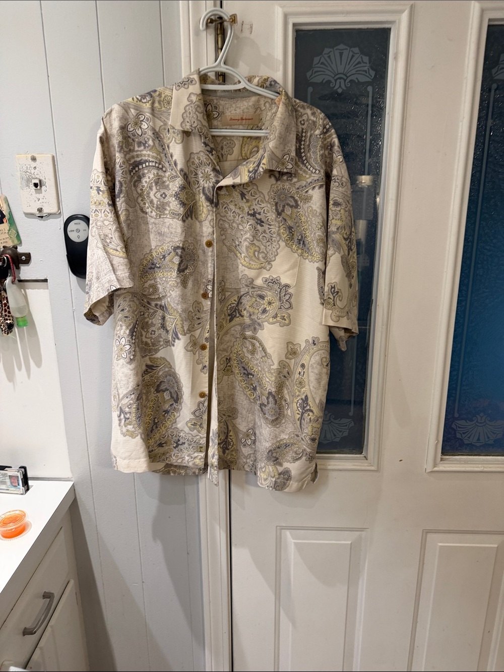 Tommy Bahama Cream Paisley Short-Sleeve Shirt Jacket